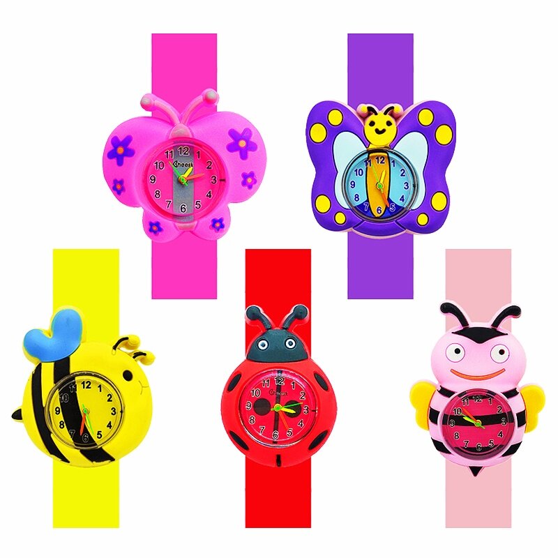 2024 New Cartoon Butterfly Girl Watch Bracelet 3D Ladybug Bee Style Children Watches Birthday Gift for Kid Aged 2-14 Clock