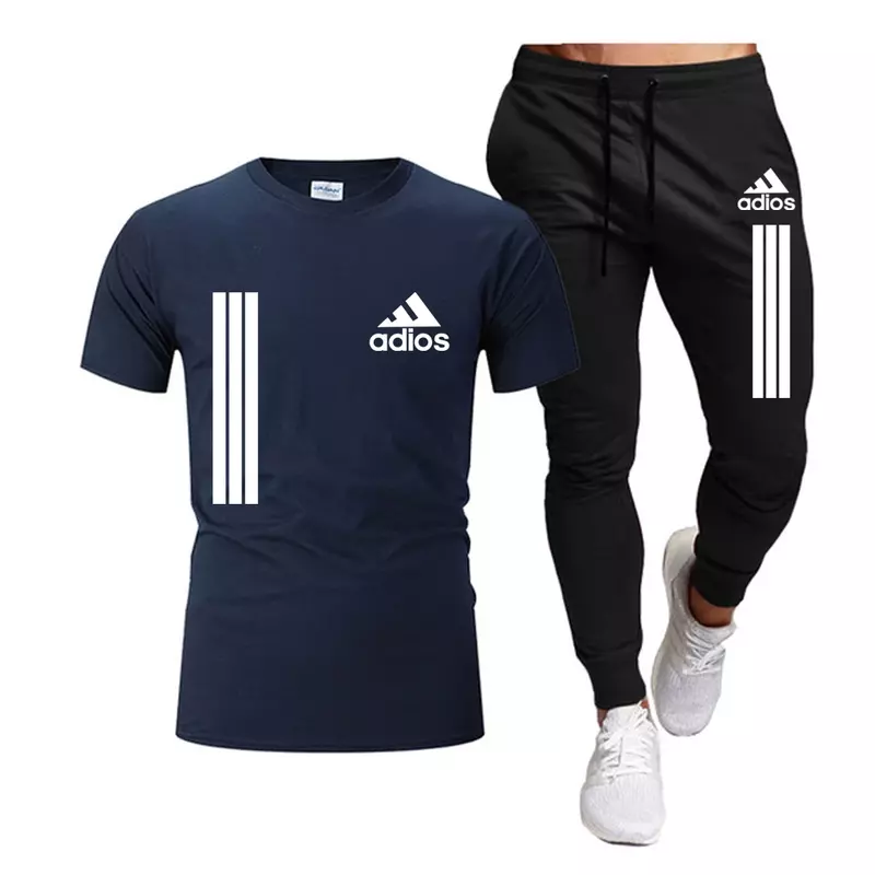 Conjunto de chándal coreano para hombre, camiseta de manga corta y pantalones cortos deportivos, traje informal, ropa para correr, verano, 2024