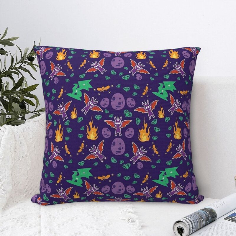 Spyro Pattern Square Pillowcase Pillow Cover Polyester Cushion Zip Decorative Comfort Throw Pillow for Home Car