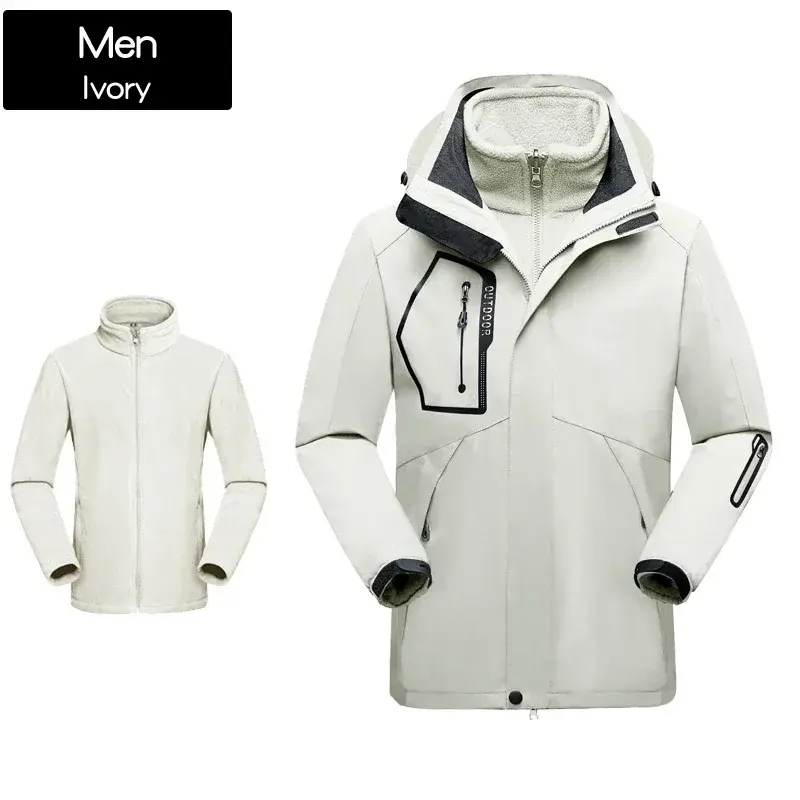 Giacche da sci 3 In 1 uomo donna inverno caldo sci giacca con cappuccio antivento impermeabile resistente all'usura all'aperto escursionismo arrampicata cappotto