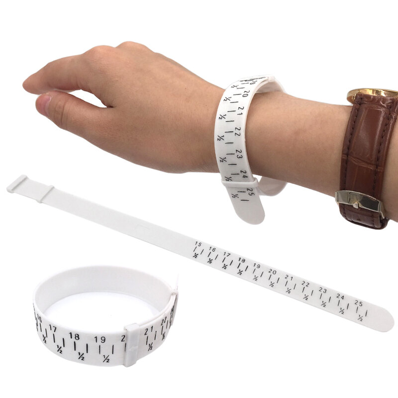 Braccialetto di plastica Sizer Gauge regolabile Bangle misura 15-25cm creazione di gioielli strumenti di dimensionamento del braccialetto strumento fai da te