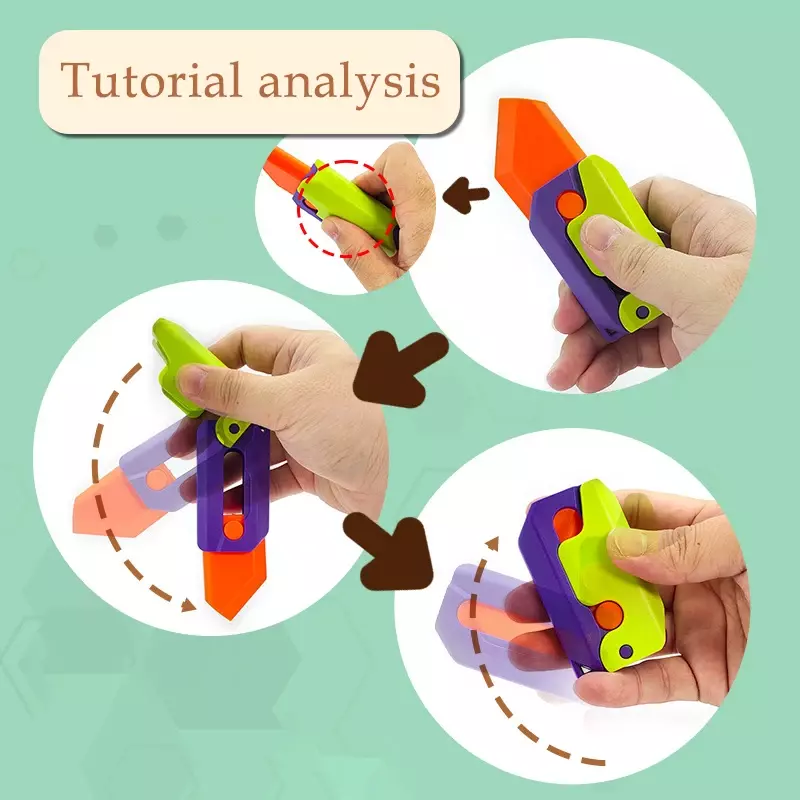 Pisau gravitasi wortel 3D mainan Fidget anak dekompresi kartu dorong mainan kecil 3D cetak plastik wortel pisau Dropshipping