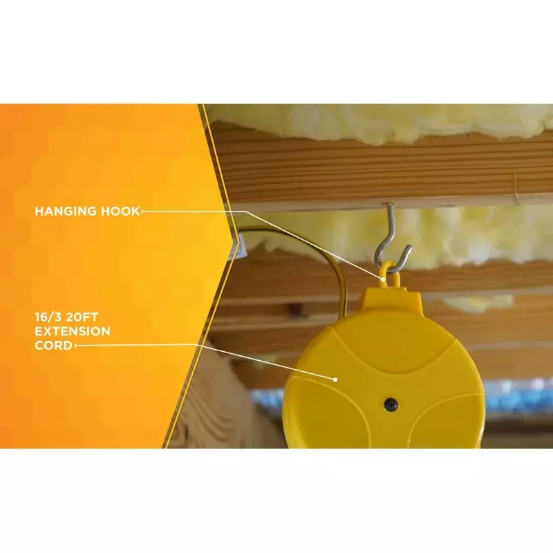 Дизайнерская выдвижная катушка для шнура Edge E216, 20 дюймов, желтого цвета, с ручными рабочими фарами
