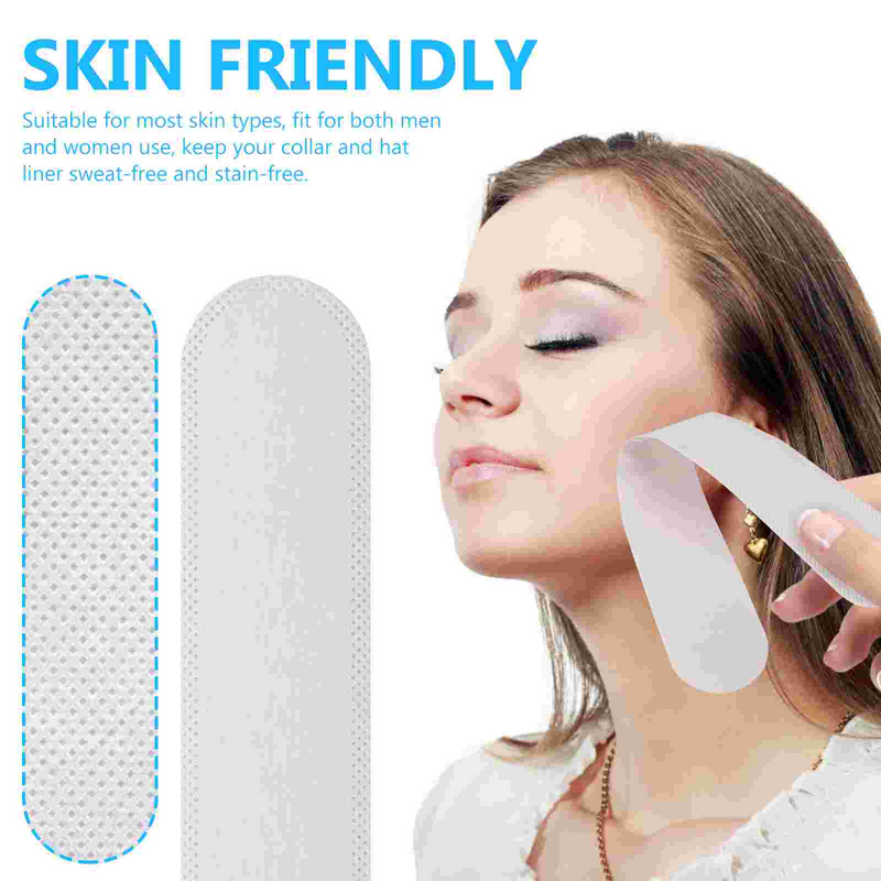 Artibetter-cinta desechable absorbente de sudor, 50 piezas, para el cuello, almohadillas para sombreros, banda para el sudor, protector contra el polvo (blanco)