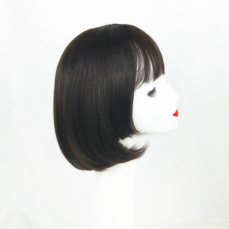 Wig Bob wanita, rambut palsu pendek lurus ekstensi aksesoris rambut dipersonalisasi untuk pesta topeng karnaval