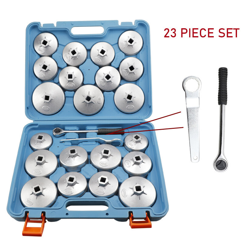 24Pcs Professional Oil Filter Wrench Set Socket Removal Tools Ratchet Spanner End Cap For Toyota For Hyundai 64mm-101mm 901-915
