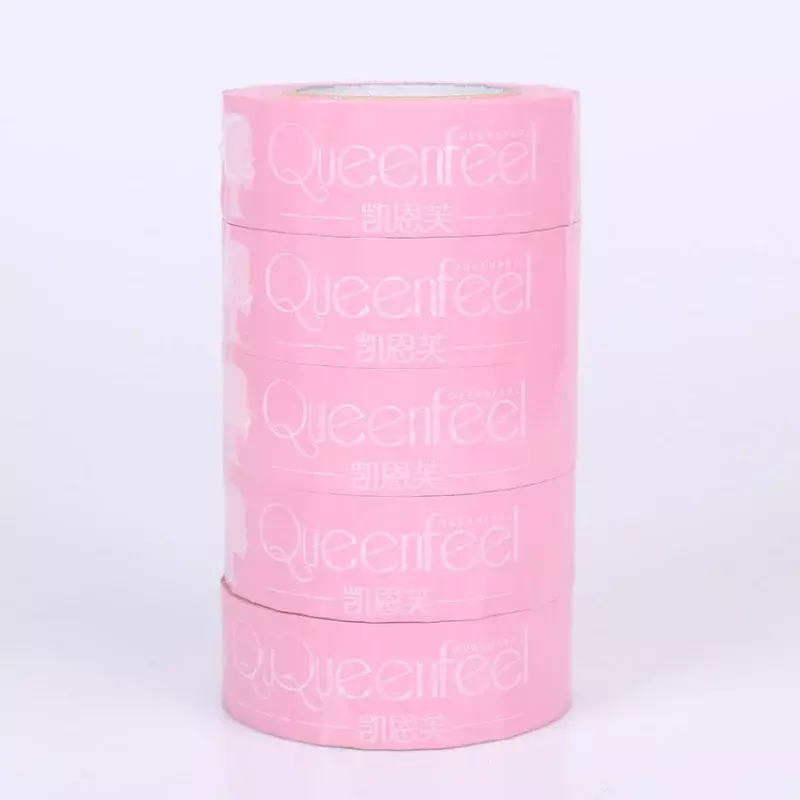 Cinta adhesiva de embalaje con logotipo, producto personalizado impreso de marca, color rosa, envío de metros
