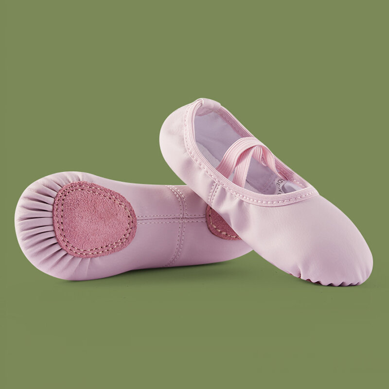 Sepatu Balet Kulit PU Sandal Tari Sepatu Senam Sepatu Dansa untuk Wanita Anak Perempuan Sepatu Balet Renda Kulit Domba Lembut