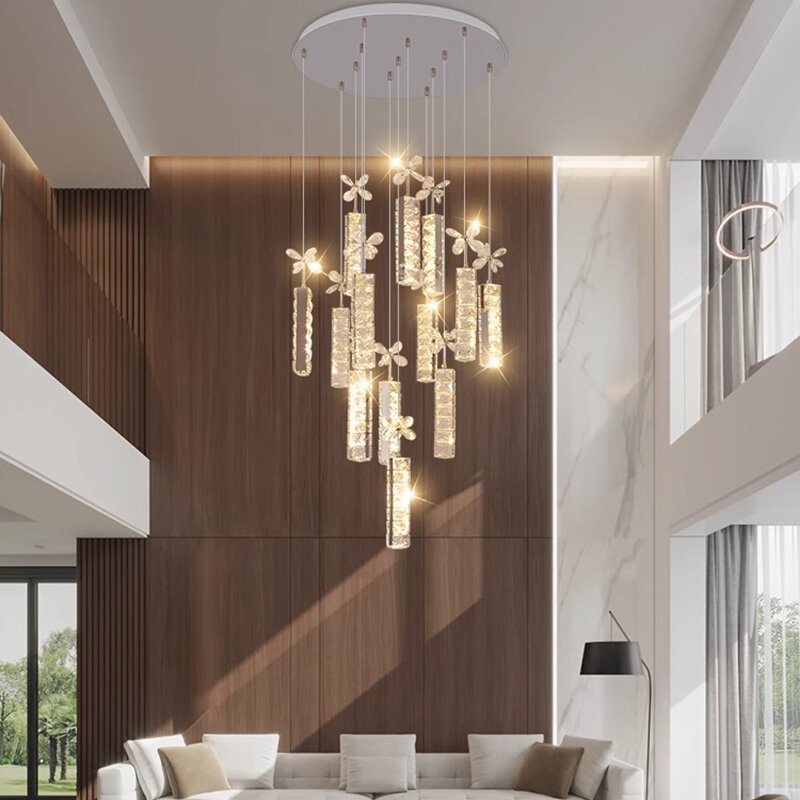 Moderne Huisdecoratie Kristallen Kroonluchter, Trap Hanglamp, Woonkamer Hanglampen, Binnenverlichting