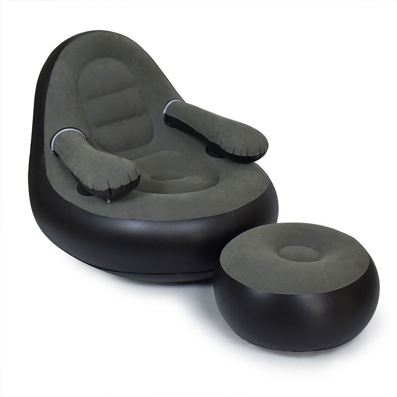 Terrasse Aufblasbare Schlafen Matratze Beflockung PVC Aufblasbare Faul Sofa Faltbare Sessel mit Pedal Tragbare Freizeit Set