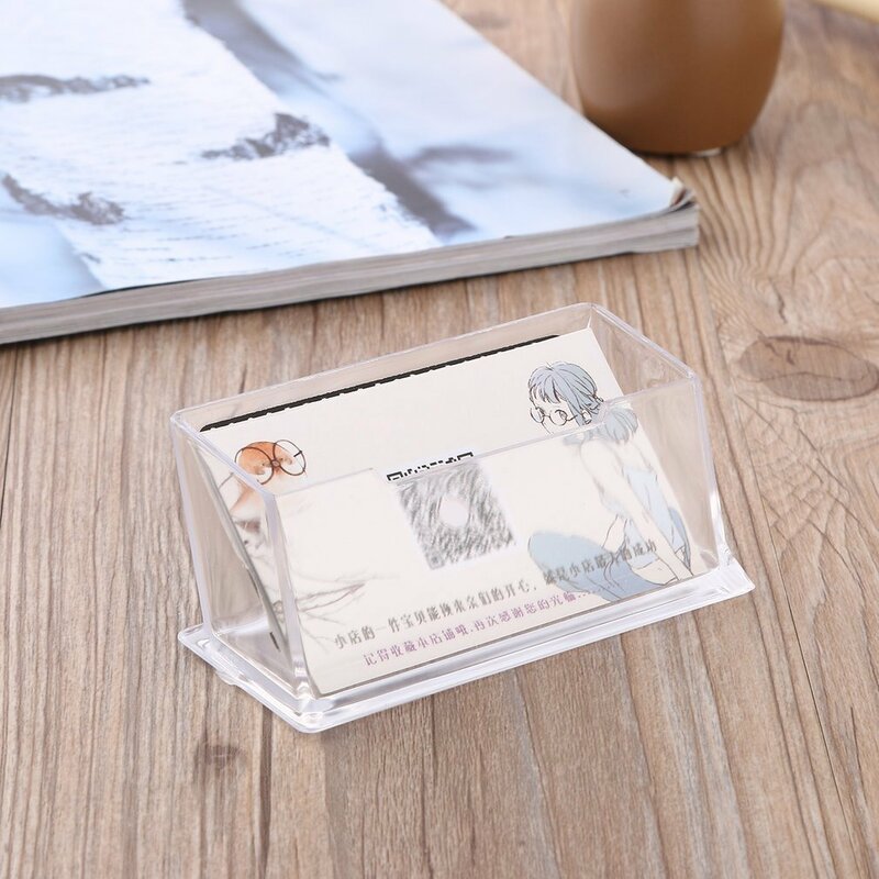 1 Pcs Clear Desk Shelf Box Storage Display Stand Acrylic Plastic Transparent Desktop Business Card Holder Place Card Holder