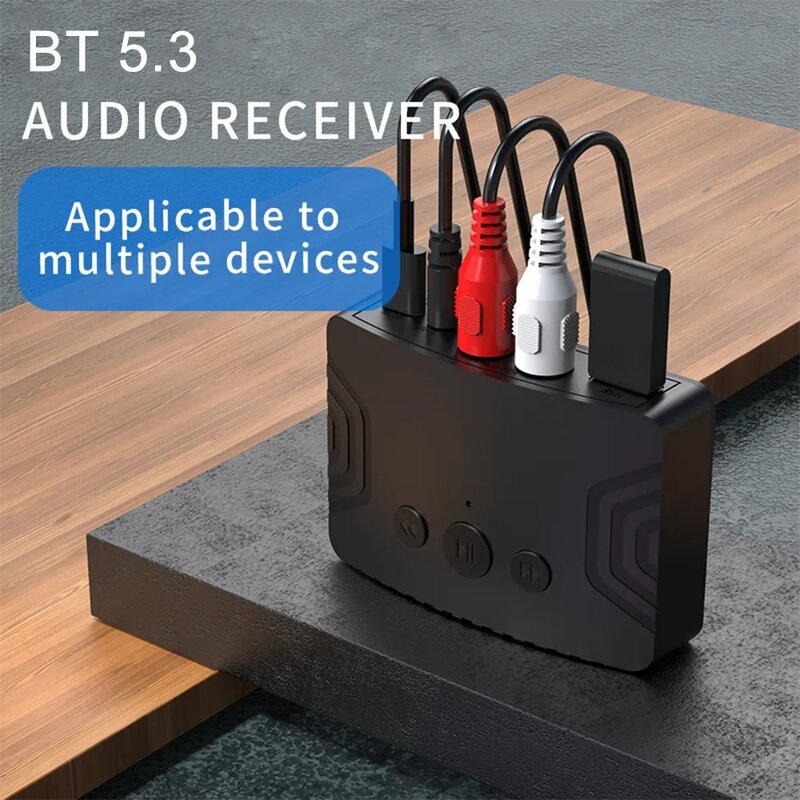 블루투스 5.3 오디오 리시버 3.5mm AUX RCA USB U 디스크 스테레오 음악 무선 오디오 어댑터, PC TV 자동차 키트 스피커 앰프용