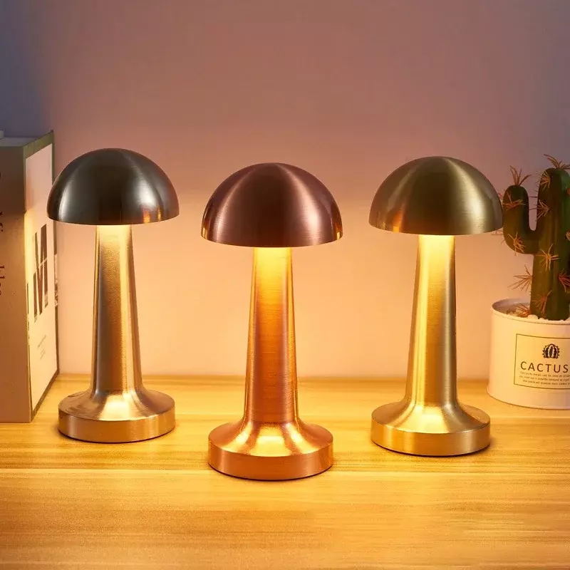 Retro Metall Tisch lampen kreative Pilz wiederauf ladbare Lichter für Arbeits zimmer Bar Nachttisch Kommode Hotel Beleuchtungs körper