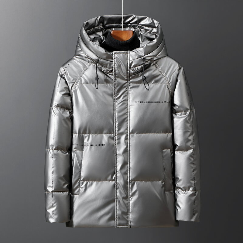 男性用の防水性と通気性のあるジャケット,偽の白い色,厚くて暖かい,冬のコート,90%