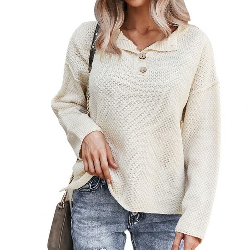 Orlo diviso laterale resistente al freddo autunno inverno tinta unita maglione sciolto maglione abbigliamento femminile