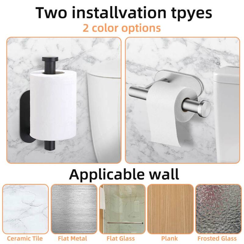 Self Adhesive Toilet Paper Towel Holder Stainless Steel Wall Mount  No Punching Tissue Towel Roll Dispenser for Bathroom Kitchen