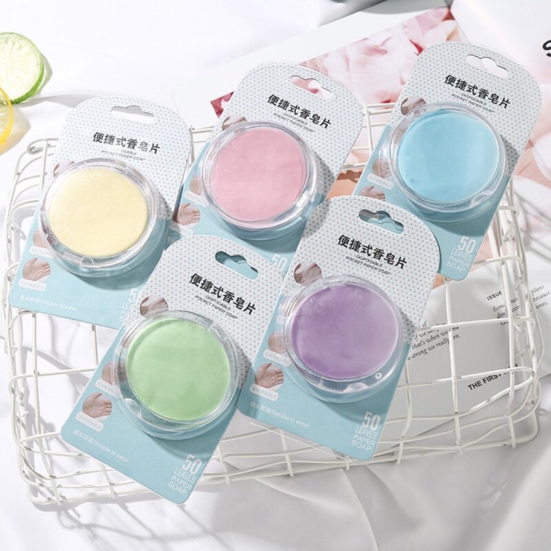 Round Shape Paper Soap Boxed Soap Scented Slice Cleaning Soaps Hand-washing Cleaning Supplies Disposable Soap Flakes Travel