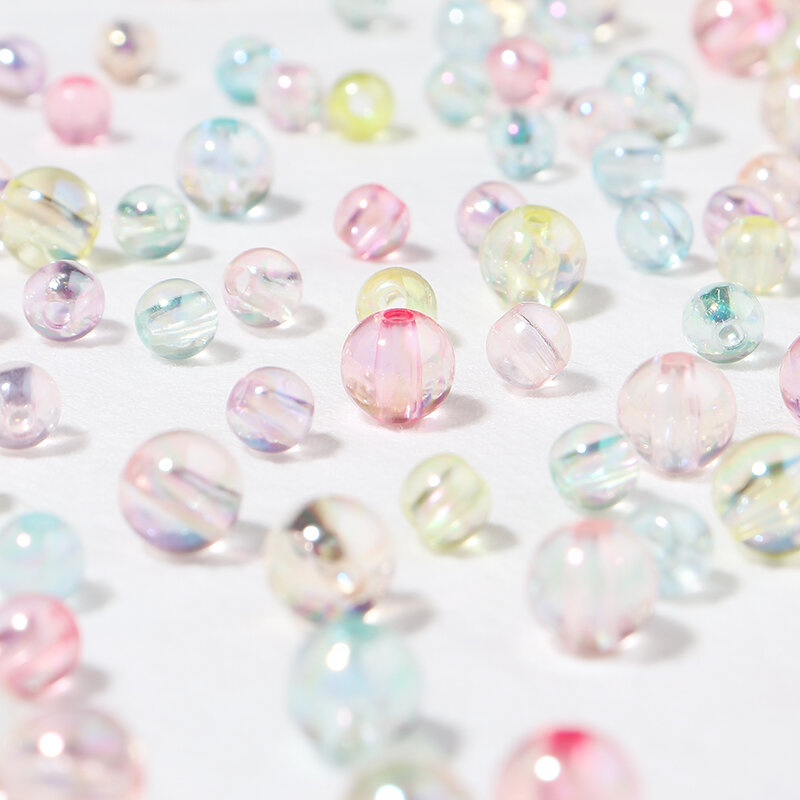100 buah/lot manik-manik akrilik dicat bulat bening manik-manik jeli untuk membuat perhiasan Diy warna-warni gelang kalung
