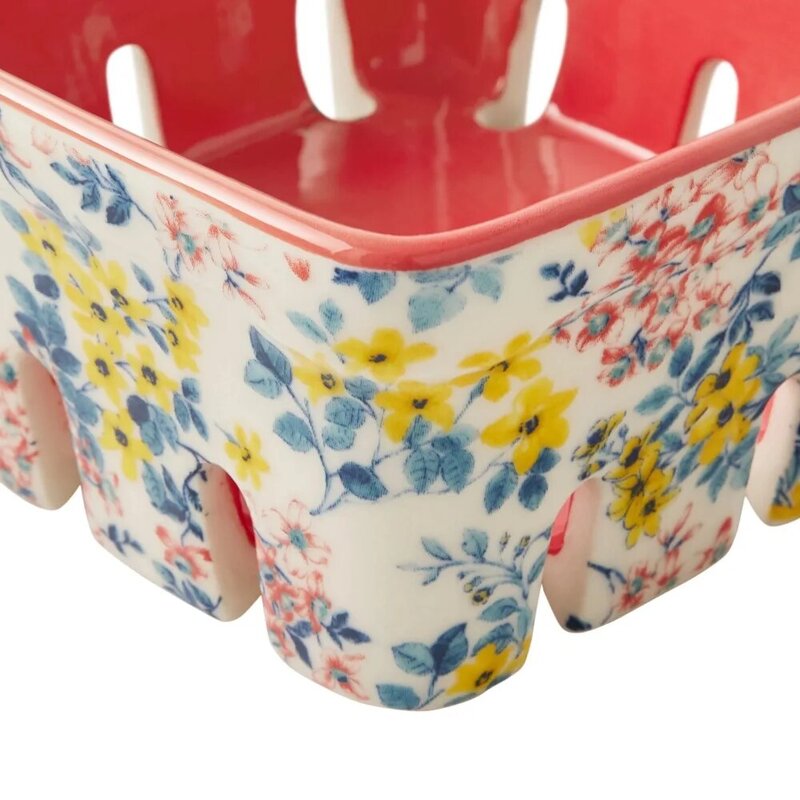 Fancy Flourish-Juego de 3 piezas de cesta de cerámica para frutas