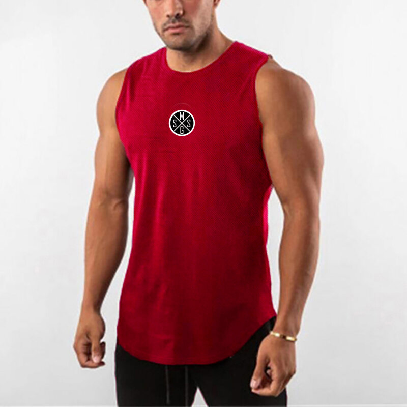 2023 Hot Style Men's Fitness Sleeveless Breathable Casual Tank Tops Summer Absorb Sweat Mesh Quick Dry Thin Cool Gym Clothing
