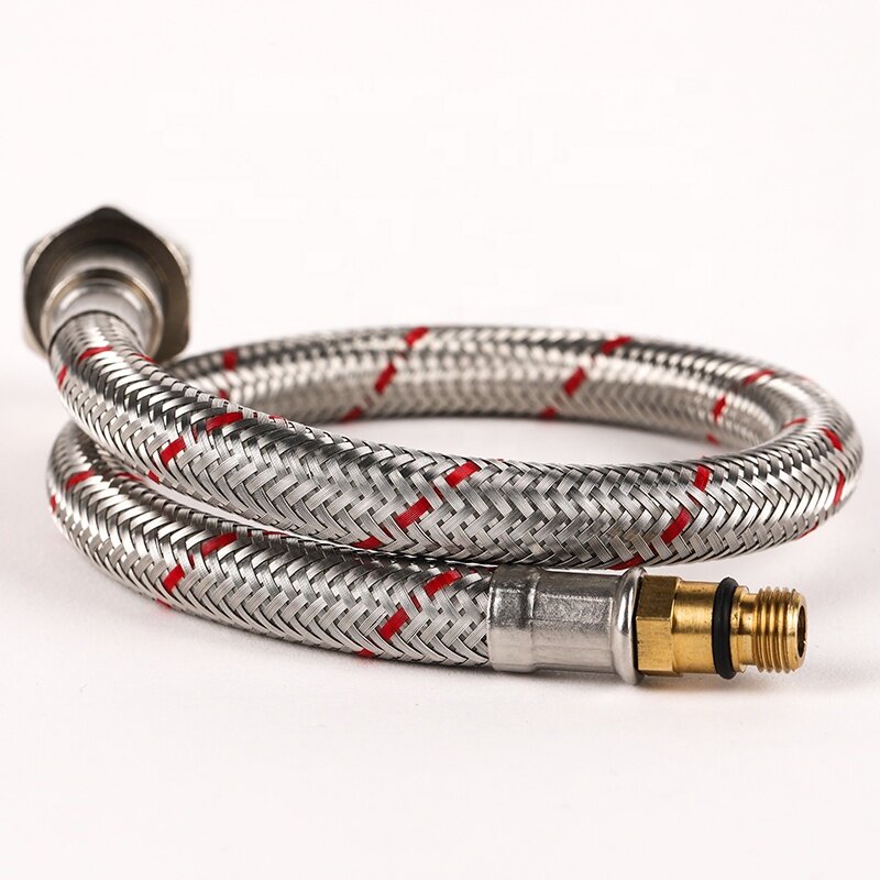 Faucet Hose With Stainless Steel Braided Water Supply Line 3/8" Female Compression Thread x 1/2" FIP 16 Inch Braided Hose