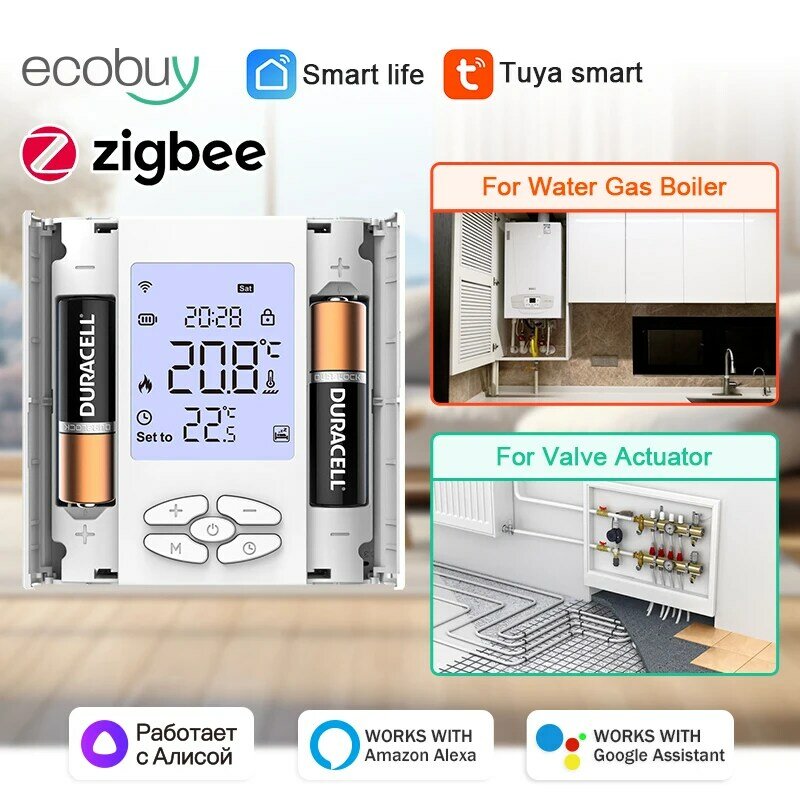 Termostato Tuya Zigbee, batería de calefacción inteligente para caldera de Gas y agua, controlador de calefacción de suelo, Alexa, asistente de Google Home Alice