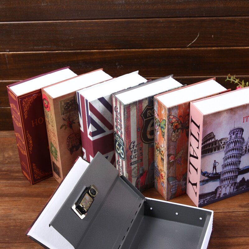 New Fashion Steel Simulation Book Security Password Lock For Size M 240*155*55mm Money Box Strong Metal Steel Secure Hidden Bank
