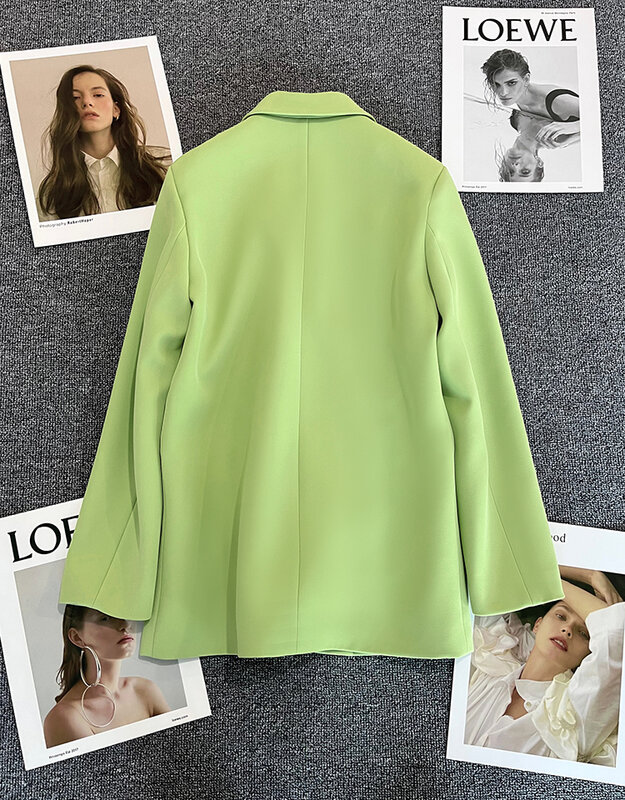 UNXX Candy Blazer hijau untuk wanita, atasan Blazer elegan bergaya Inggris untuk wanita, musim semi/musim gugur 2024