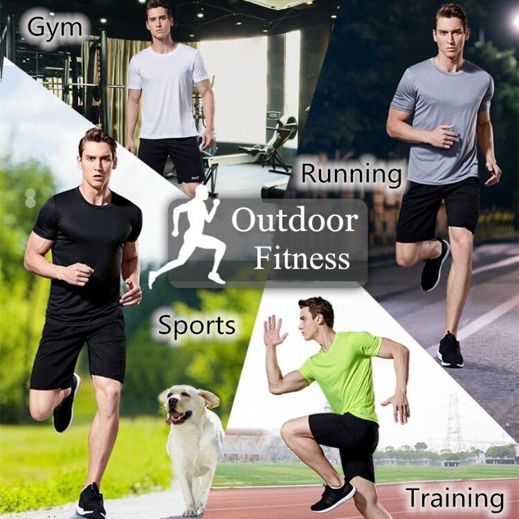 Männer schnell trocknen Kurzarm Fitness studio laufen feuchtigkeit transportierende Rundhals-T-Shirt Training Übung Fitness studio Sport hemd Tops leicht