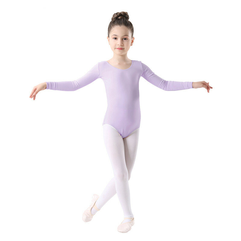 Body a maniche lunghe per ragazze balletto Dancewear tuta morbida per bambini vestiti da ballo tuta da palestra elastica Spandex Nylon