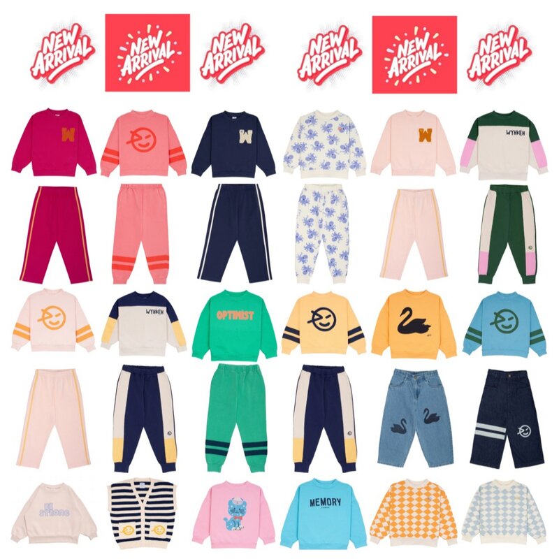 Wynken Set Sweatshirt anak perempuan, pakaian celana TK, baju Sweater anak laki-laki, atasan bayi 2024