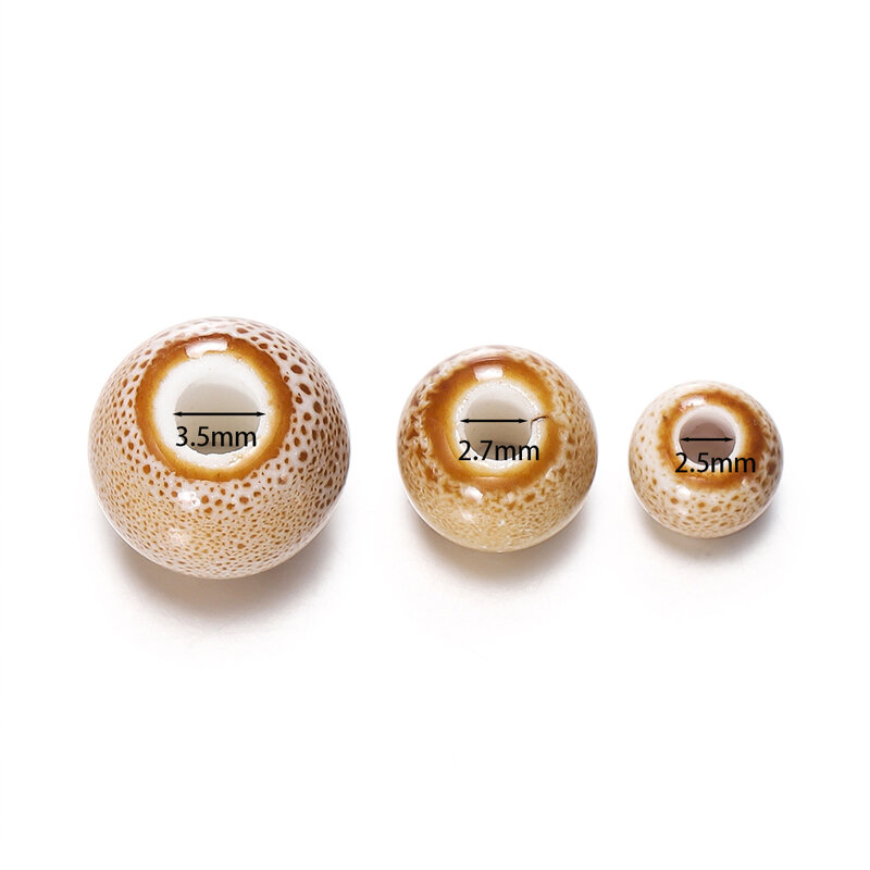 50 stücke 6/8/10mm Mode Keramik perlen großes Loch DIY handgemachte Abstand halter lose runde Porzellan perlen für Schmuck herstellung Zubehör
