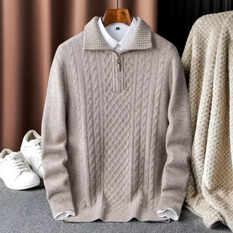 New Arrival Fashion High Quality 100% Pure Cashmere Men's Winter Business Thickened Sweater Large Size SMLXL2XL3XL4XL5XL6XL