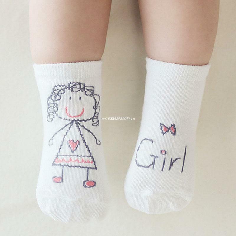 Śliczne skarpetki dla niemowląt dziewczynka chłopiec skarpetki bawełniane z motywem z kreskówki antypoślizgowe dziecięce skarpetki dla niemowląt 0-4Y Dropship