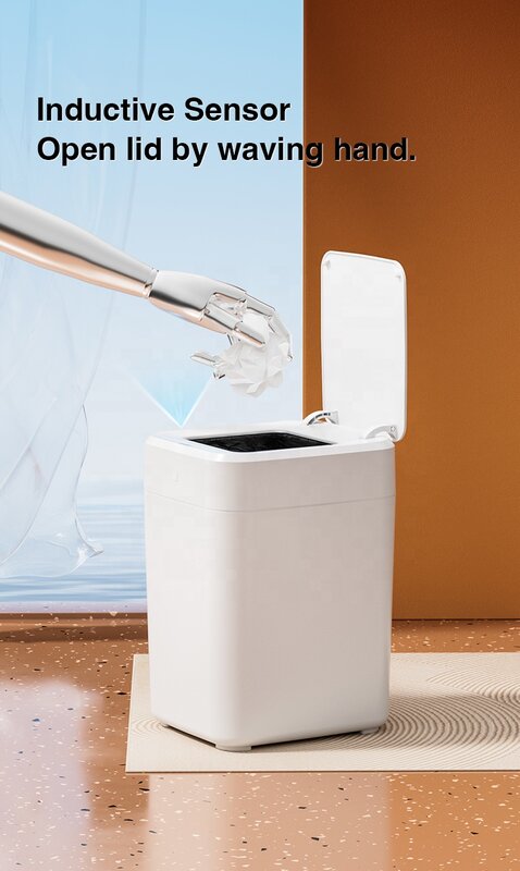 Automatico Self Package Seal Change Sensor induzione Smart Trash Can Hands Free Touchless 17L Jiabiyi JustBeEasy