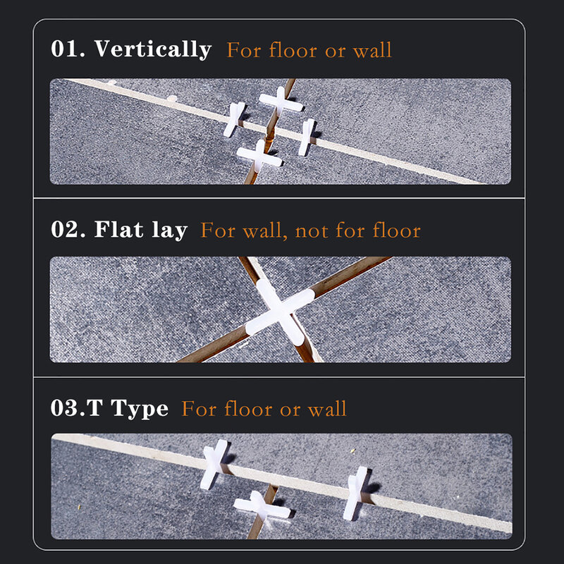 Espaçador de nivelamento para parede e piso, sistema de nivelamento, ferramenta transversal localizador, ferramentas de construção, 1mm, 1.5mm, 2mm, 2.5mm, 3mm, 100pcs
