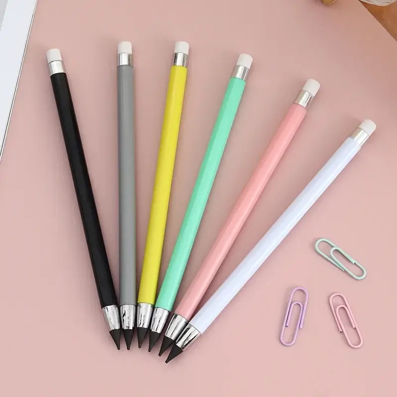 1/3/6 buah pensil warna Eternal Lead Core tahan aus tidak mudah rusak pensil perlengkapan alat tulis portabel pena dapat diganti