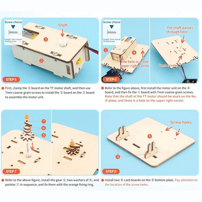 De madeira engrenagem elétrica Roda Ciência Experiment, Tecnologia Puzzle Kit, Aprender Material Educacional, DIY, 85x75x100mm