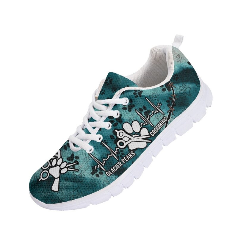 INSTANTARTS-Zapatillas deportivas planas informales para mujer, calzado con estampado de pata de perro, para caminar, talla grande 35-48