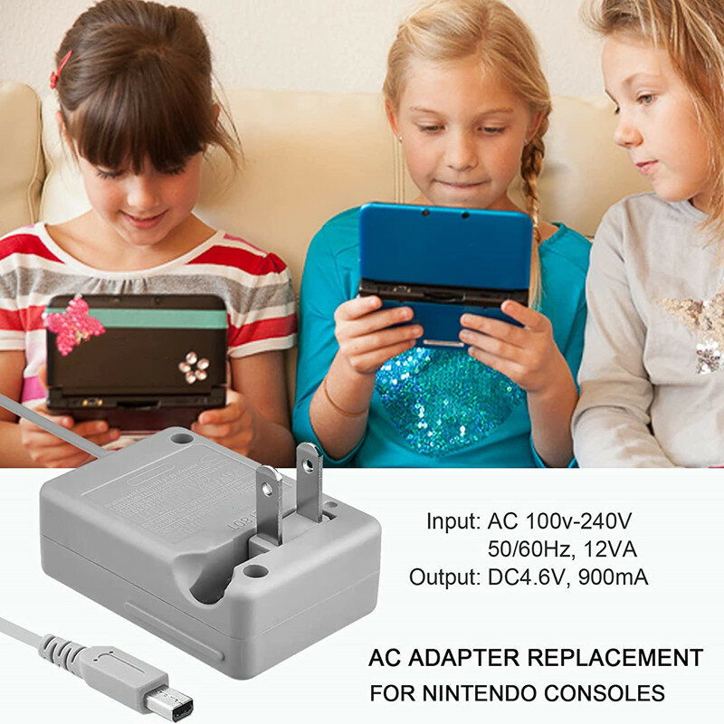 Adaptador de Energia para Nintendo Switch, Adaptador AC, UE, EUA Plug Charger, Nintendo 3ds, XL, 2DS, DSI, Switch, 100V-240V