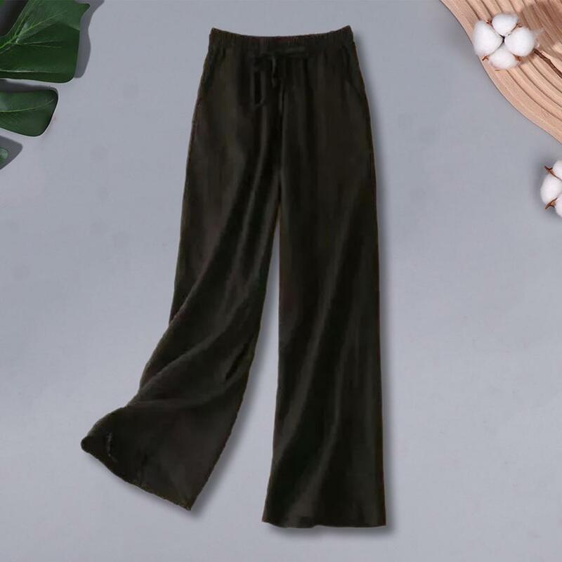 Loose Casual Pants Stylish Women's Summer Pants with Elastic Waist Pockets Loose Fit Straight Wide Leg for Casual for Women