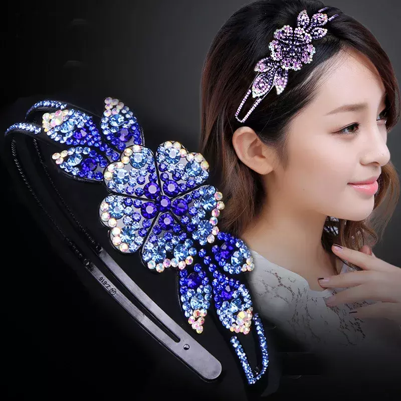 Nowa moda gorąca sprzedaż dziki kwiat perła luksusowy Rhinestone pałąk Hairband dla kobiet dziewczyna akcesoria do włosów nakrycia głowy