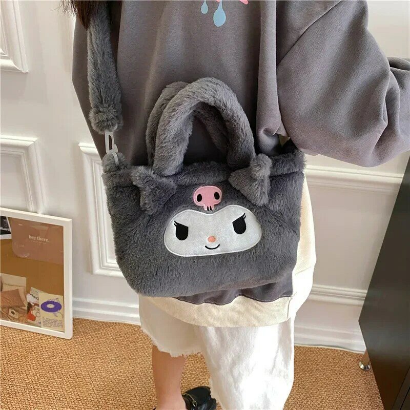 2024 Sanrio Umhängetasche Kuromi Handtasche meine Melodie Cross body Hallo Kitty Plüsch Rucksack Make-up Tasche Frauen für Geschenk Einkaufstasche
