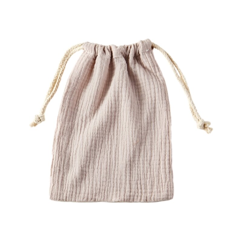 Saco cordão algodão bolsa armazenamento fraldas bebê cor sólida organizador caso capa