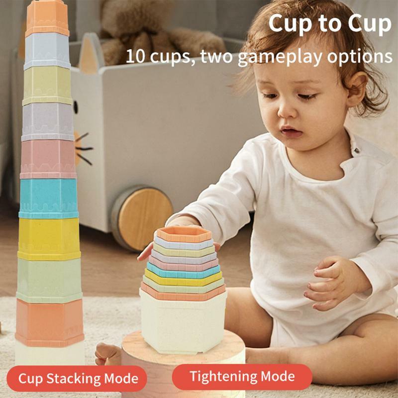 Stack Cups 10PCS Funny Nesting Cups Stacking Toys Competitive Safe Unique Educational Toy Holiday Gift For Color Recognition