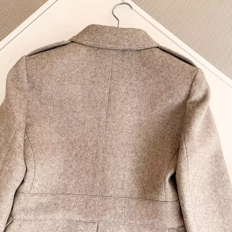 NIGO Women's Fashion Cashmere Solid Pocket Single Breasted Long Sleeve Coat Beige Grey Cashmere Lapel Blazer Jacket #nigo6829