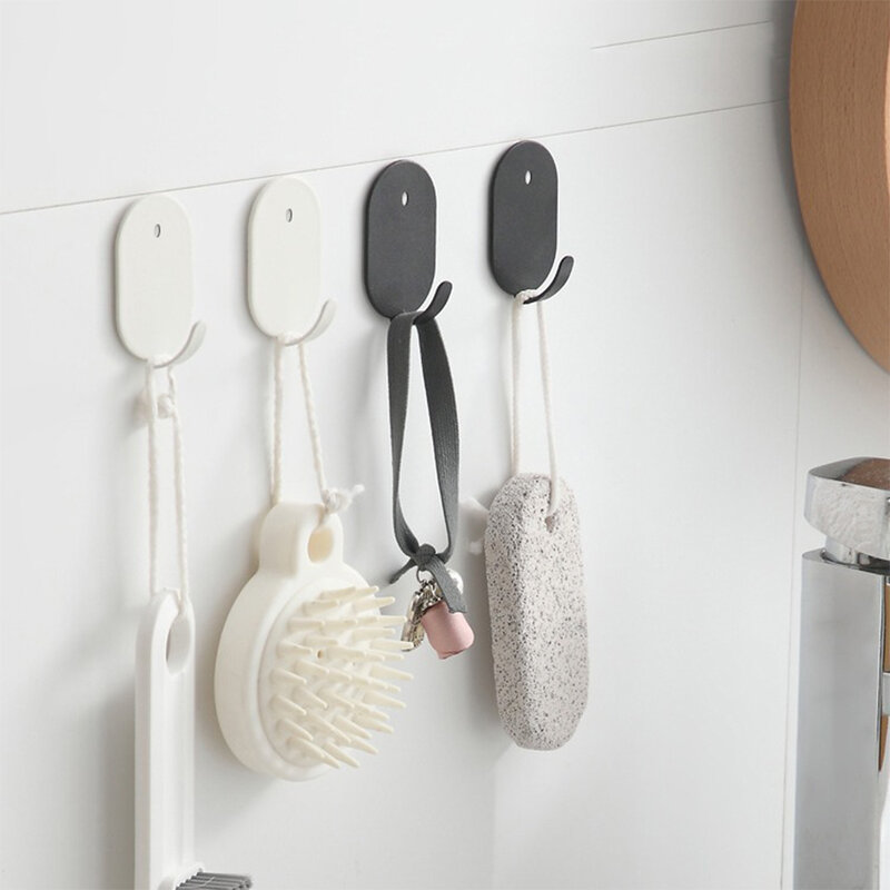 5/10pcs Carbon Steel Punch-free Hook Multi-functional Kitchen Bathroom Self-adhesive Hook Behind Door Key Rack Clothes Hanger