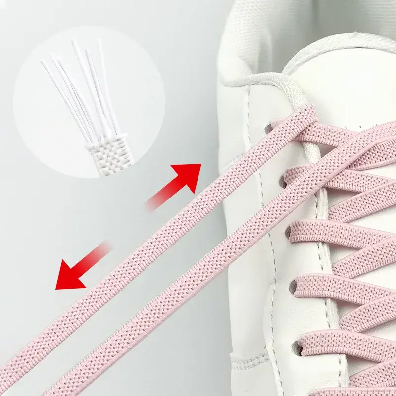 Cordones elásticos planos para zapatillas de deporte, cordón creativo para niños y adultos, Unisex, 1 par