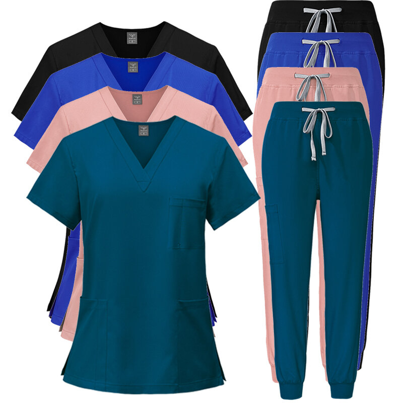 Хирургическая Униформа женские комплекты для медсестры, топ и брюки, медицинская униформа, Медицинские костюмы для клинических салонов красоты