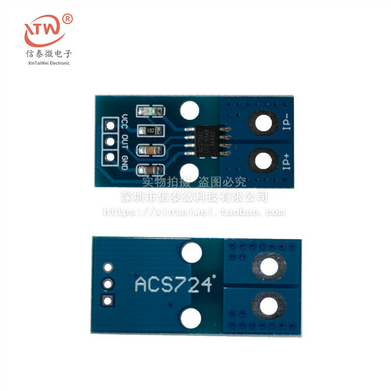 Acs724 Módulo de Sensor de corriente eléctrica Hall DC AC 40A 50A rango Placa de detección de corriente